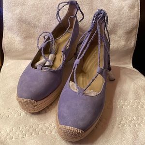 Ann Taylor Elsa suede espadrille wedge Size 8.5